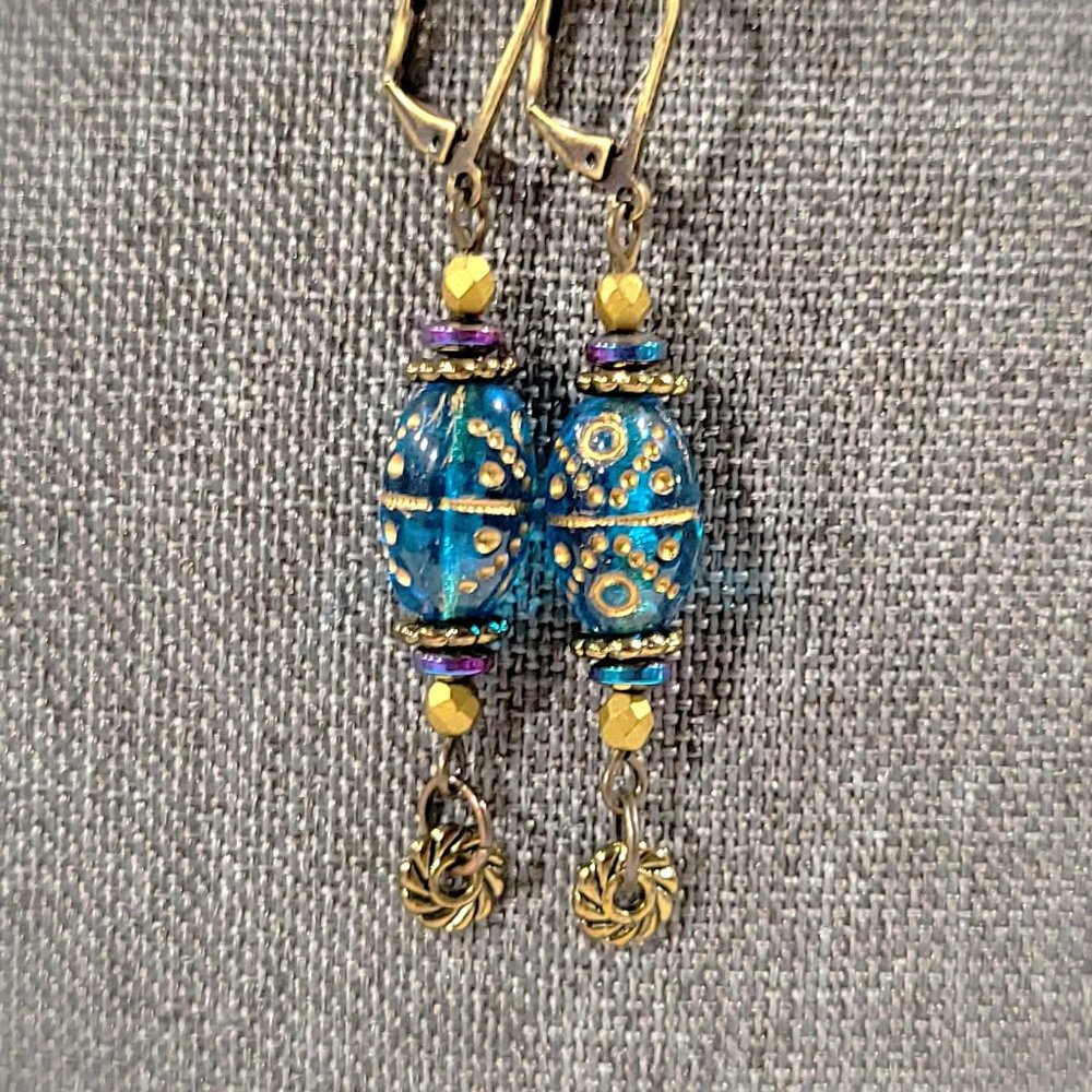 Etched Czech Glass Earrings